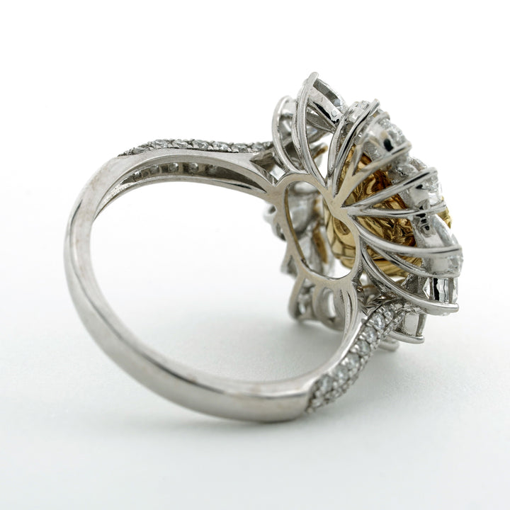Fancy & Colorless Diamond 18K Heart Shaped Ring
