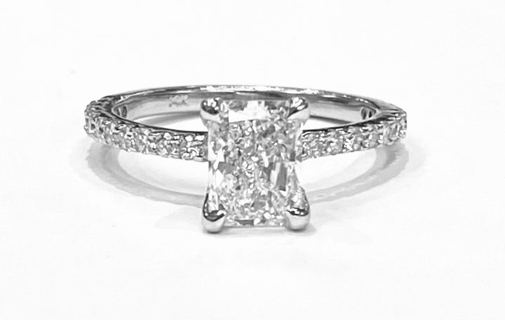 1.70 Carat VS1 D Elongated Radiant Cut Diamond Ring GIA