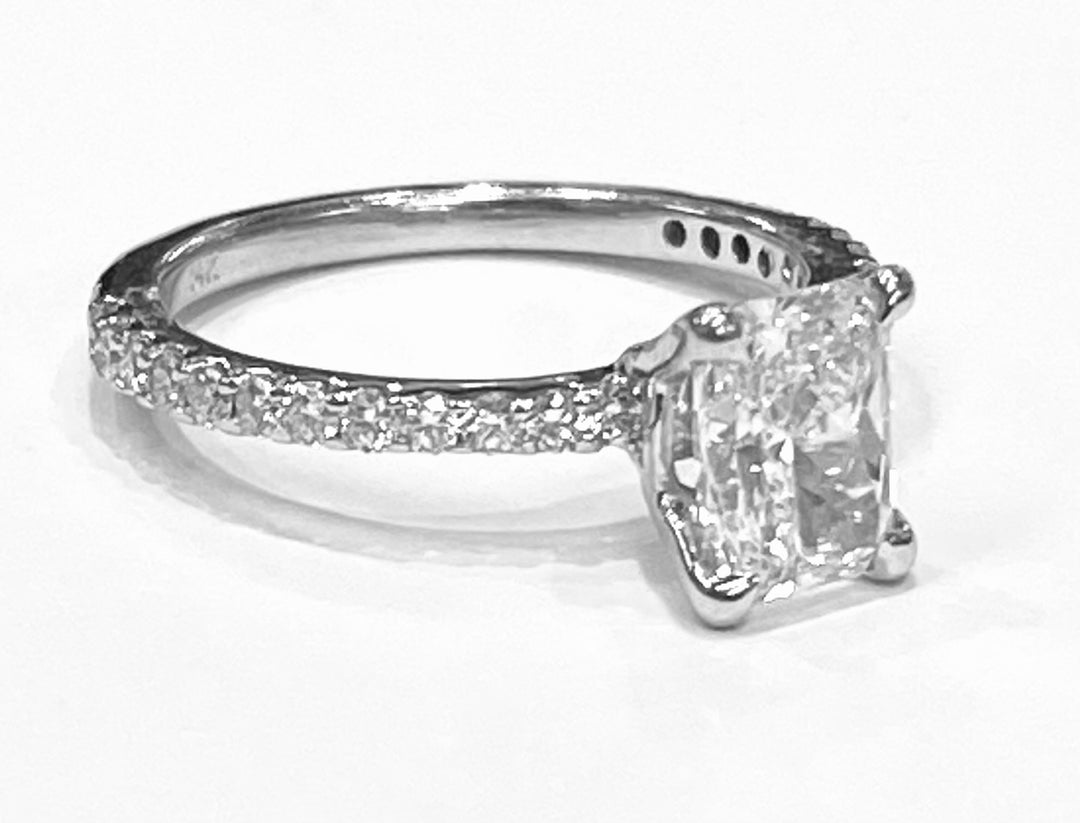 1.70 Carat VS1 D Elongated Radiant Cut Diamond Ring GIA