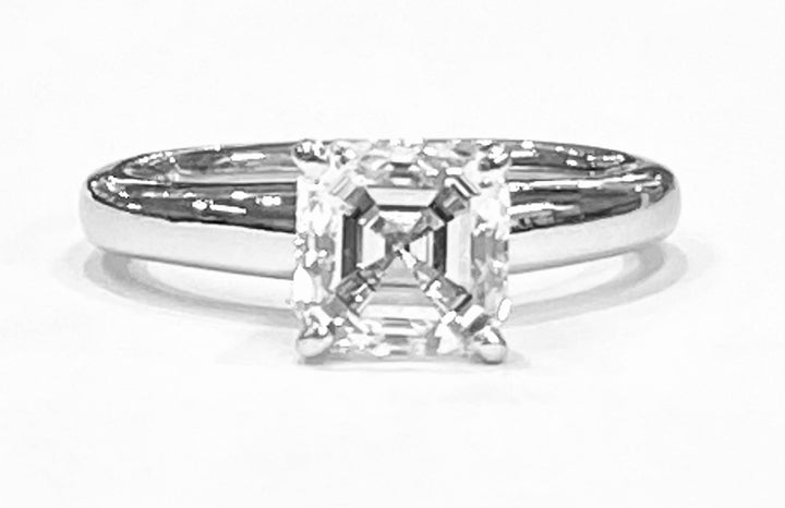 1.70 Carat Asscher Cut Diamond Platinum Ring