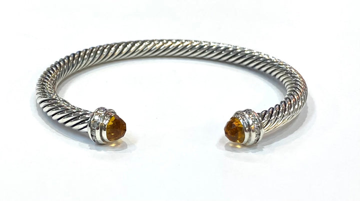 David Yurman Citrine Stainless Steel Cable Cuff Bracelet