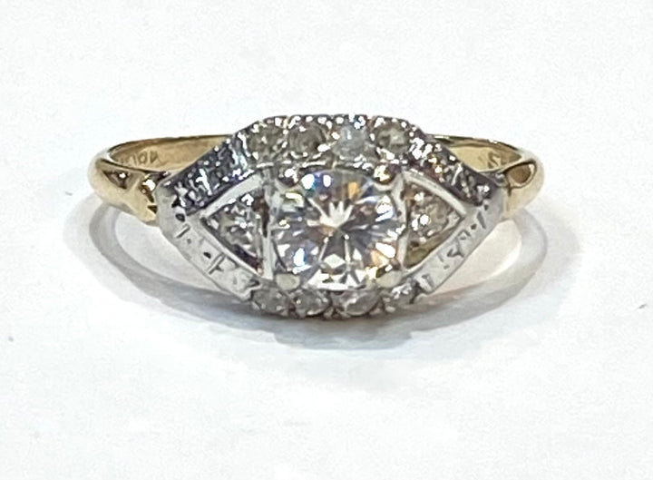 Vintage Diamond 18K White & Yellow Gold Ring