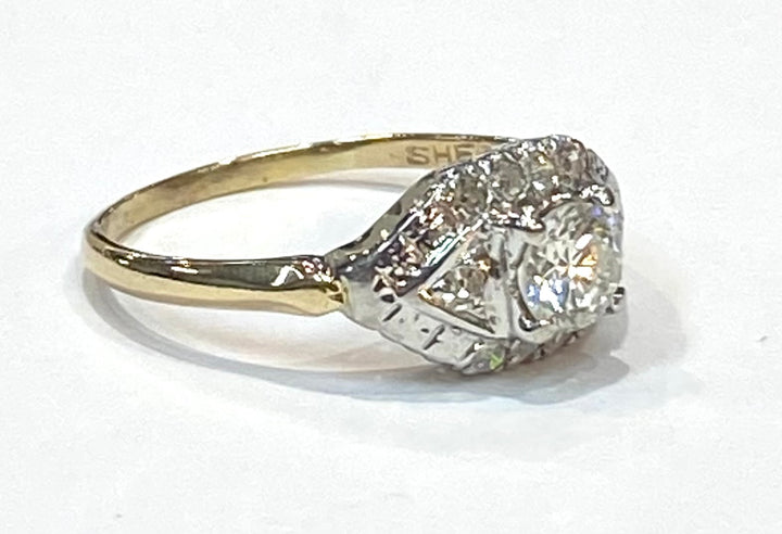 Vintage Diamond 18K White & Yellow Gold Ring