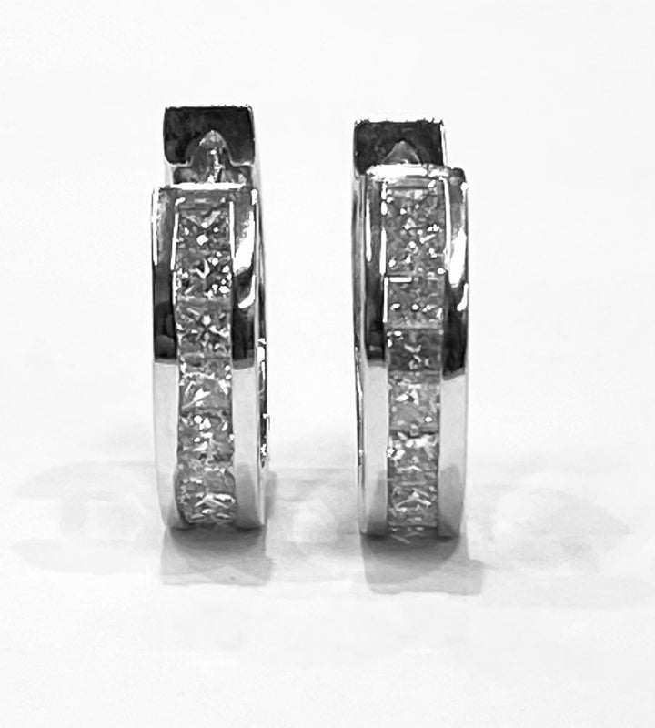 Diamond 14K WG Huggie Style Earrings