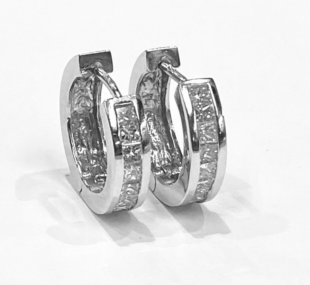 Diamond 14K WG Huggie Style Earrings