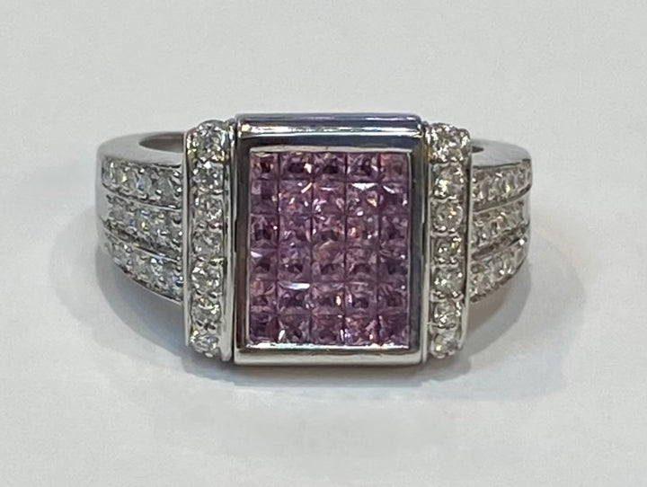 Diamond Pink Sapphire 14K WG Reversible Center Ring