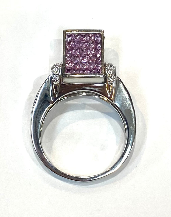 Diamond Pink Sapphire 14K WG Reversible Center Ring