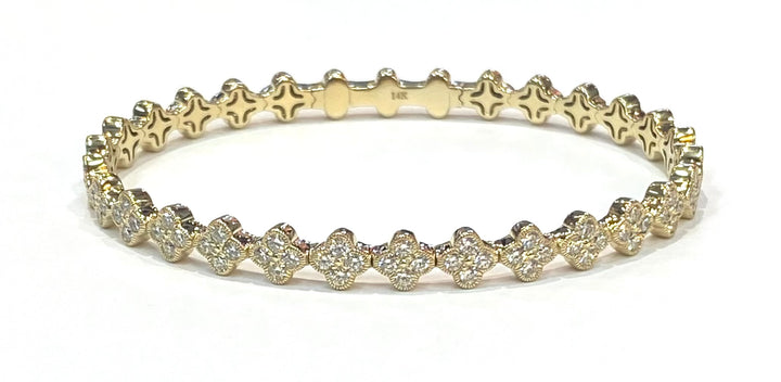 Diamond 14K YG Flexible Floral Design Bangle Bracelet