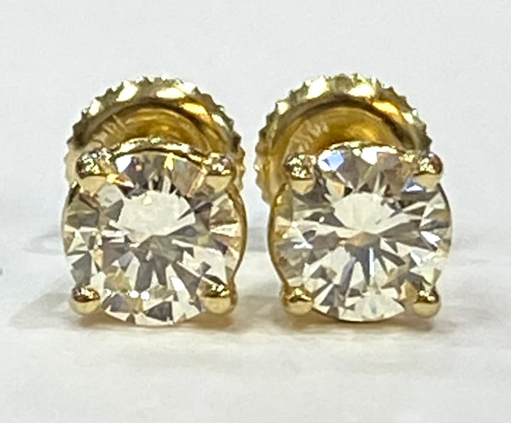 1.40 Carats Diamond 14K YG Stud Earrings