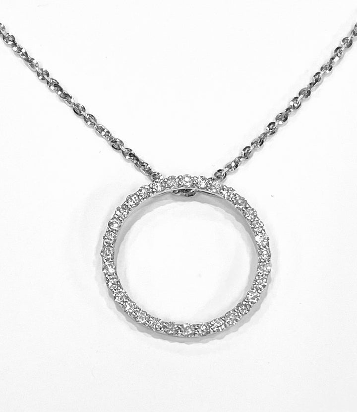 Diamond 18K White Gold Circle Pendant