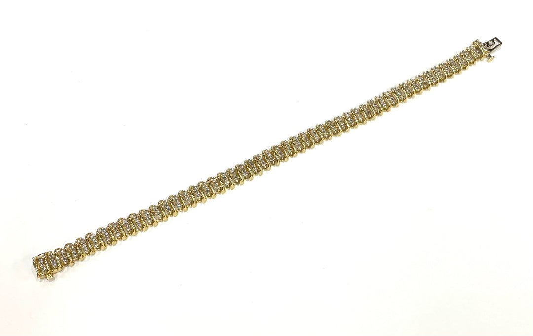 Diamond 10K Yellow Gold S Link Design Bracelet