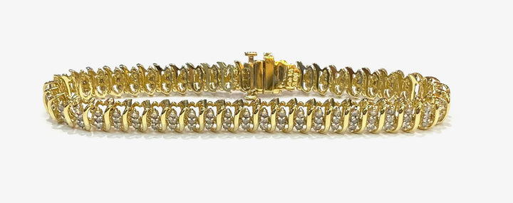 Diamond 10K Yellow Gold S Link Design Bracelet