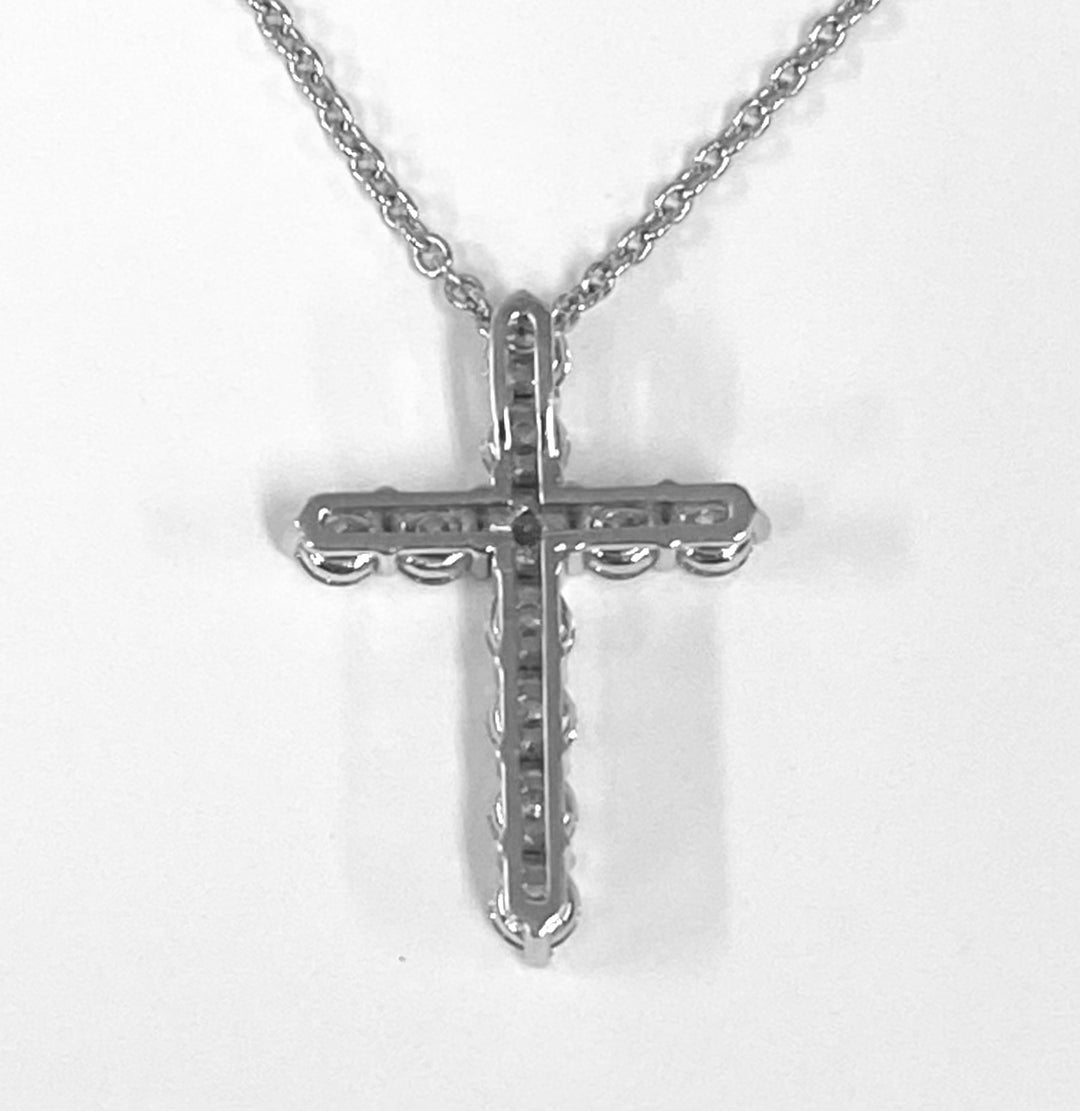 Diamond 14K White Gold Cross & Chain