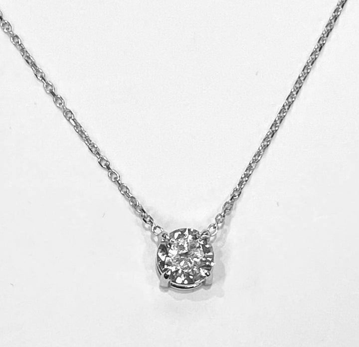 Diamond 14K WG Solitaire Pendant & Chain