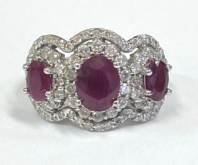 Ruby Diamond 14K White Gold Ring