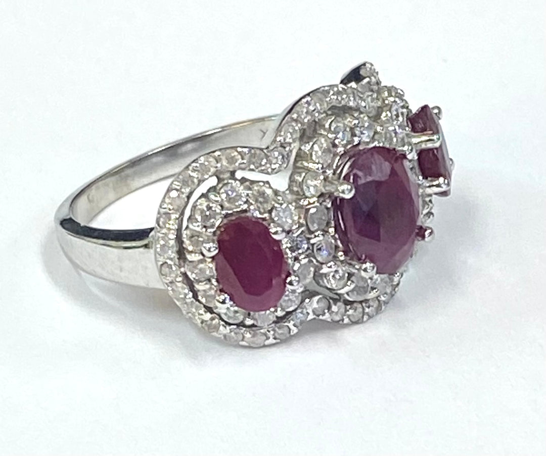 Ruby Diamond 14K White Gold Ring