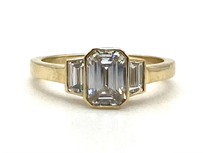 1.01 Carat VS1 E GIA EC Diamond 14K YG 3 Stone Ring