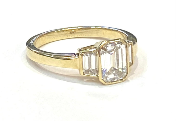 1.01 Carat VS1 E GIA EC Diamond 14K YG 3 Stone Ring