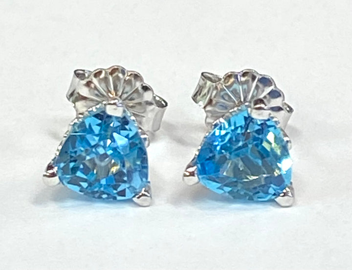 Aquamarine 14K White Gold Stud Earrings