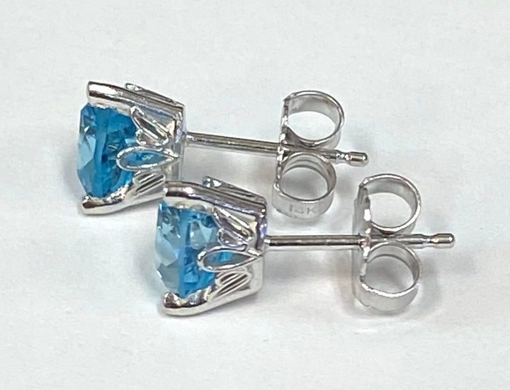 Aquamarine 14K White Gold Stud Earrings