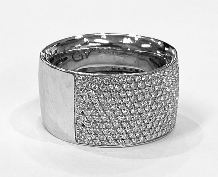 Diamond 18K White Gold Wide Pave Set Band Ring