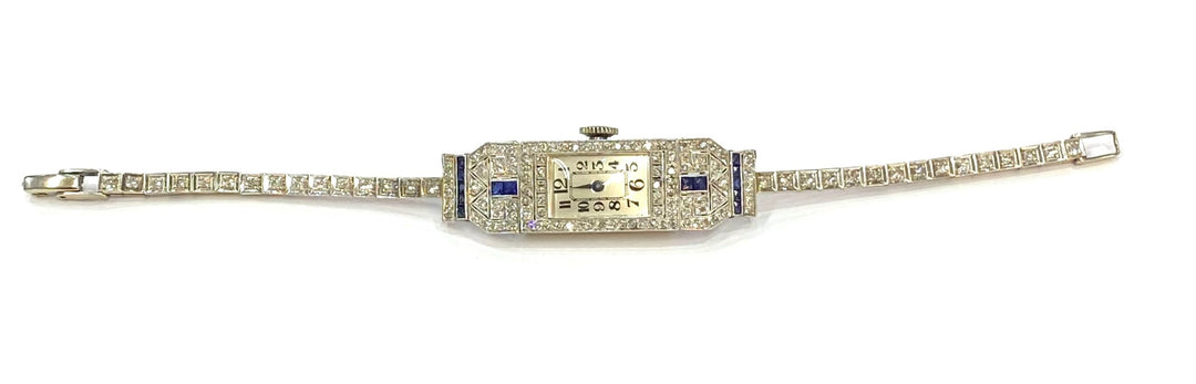 Art Deco Diamond Sapphire Wristwatch