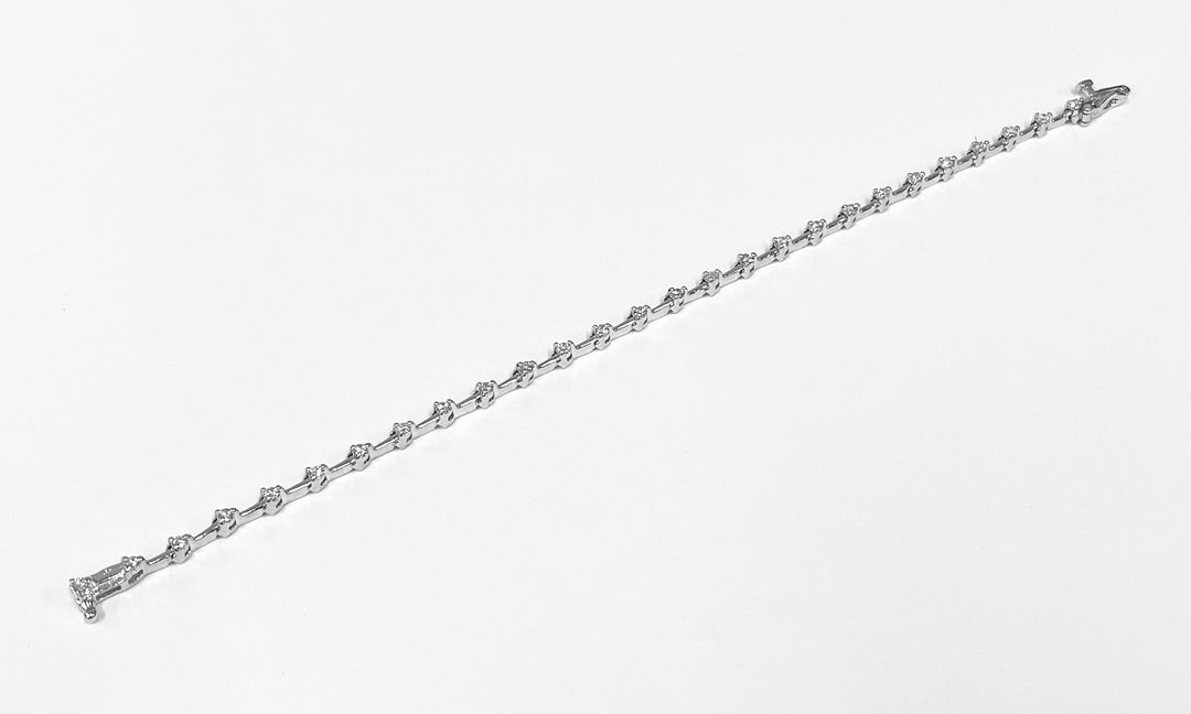 Diamond 14K White Gold Bar Link Bracelet