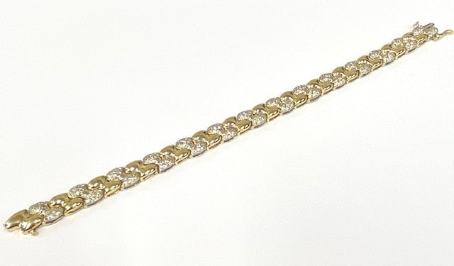 Diamond 14K Two Tone Link Style Bracelet