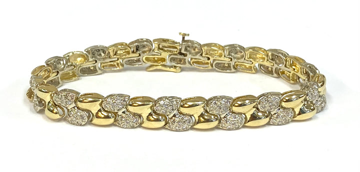 Diamond 14K Two Tone Link Style Bracelet