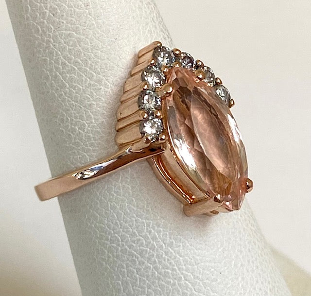 Morganite Diamond 14K Rose Gold Ring