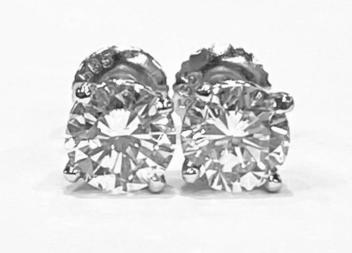 2.01 Carat Total Weight Diamond Stud 14K WG Earrings