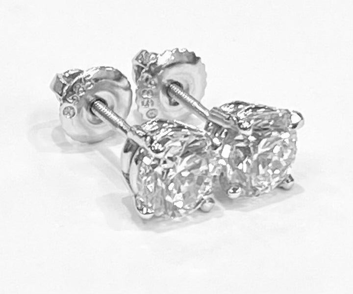 2.01 Carat Total Weight Diamond Stud 14K WG Earrings