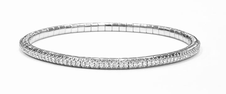 Diamond 14K White Gold Flexible Stretch Bangle Bracelet