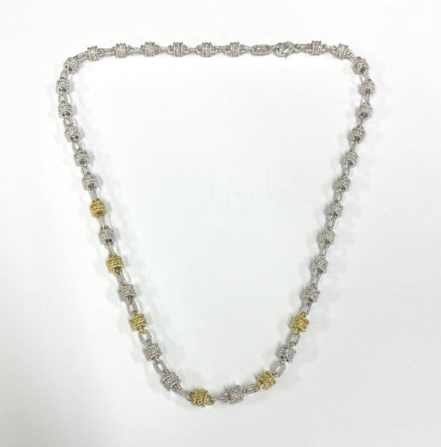 18K Yellow Gold & Sterling Silver Necklace