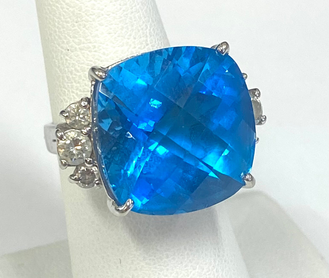 London Blue Topaz Diamond 14K White Gold Suite