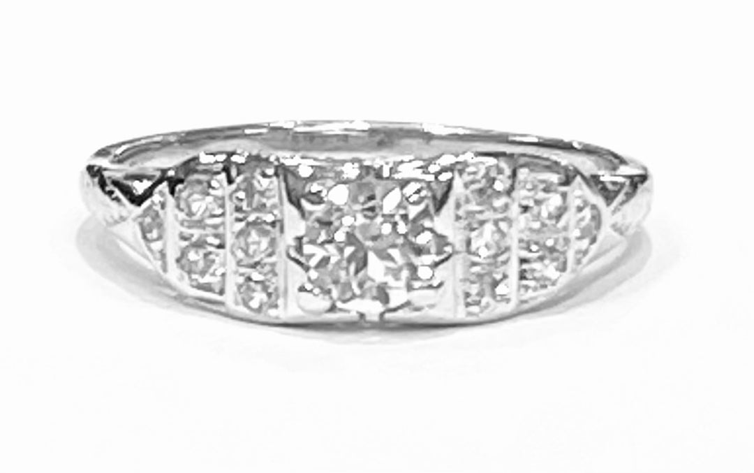 Art Deco Diamond 14K White Gold Ring