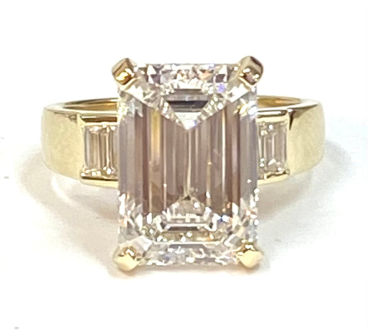 5.89 Carat VVS2 F GIA Lab Grown Diamond 14K Yellow Gold Ring