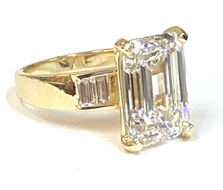 5.89 Carat VVS2 F GIA Lab Grown Diamond 14K Yellow Gold Ring