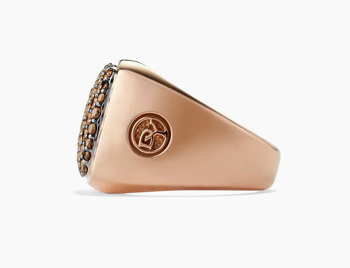 David Yurman Streamline Diamond 18K Rose Gold Signet Ring