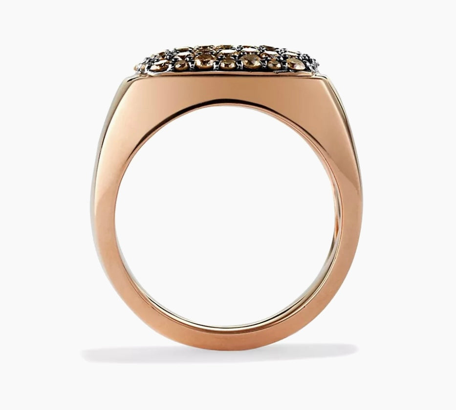 David Yurman Streamline Diamond 18K Rose Gold Signet Ring