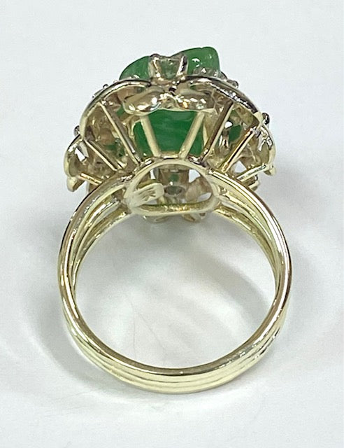 Jadeite Diamond 14K Yellow Gold Ring