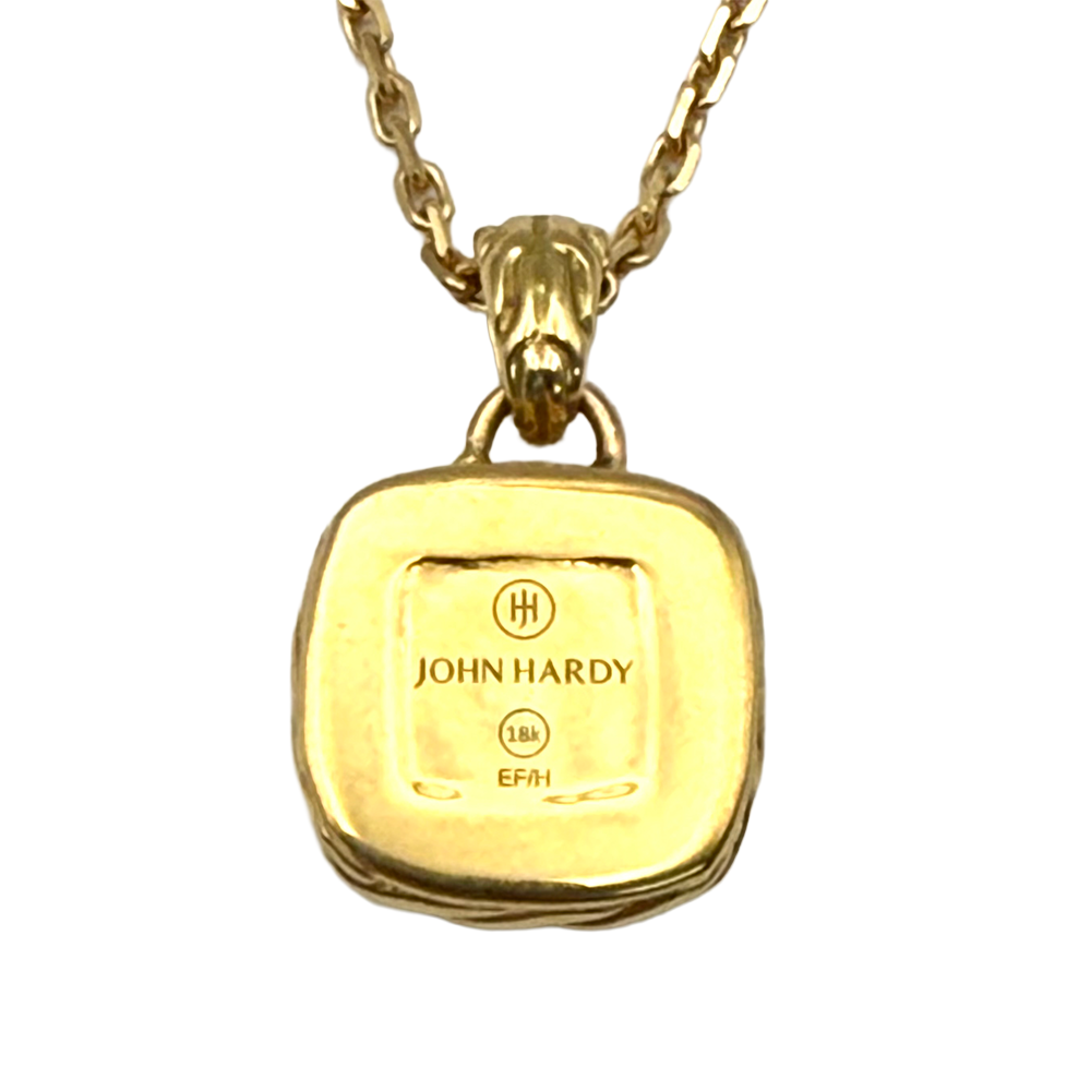 John Hardy Diamond 18K YG Pendant & Chain