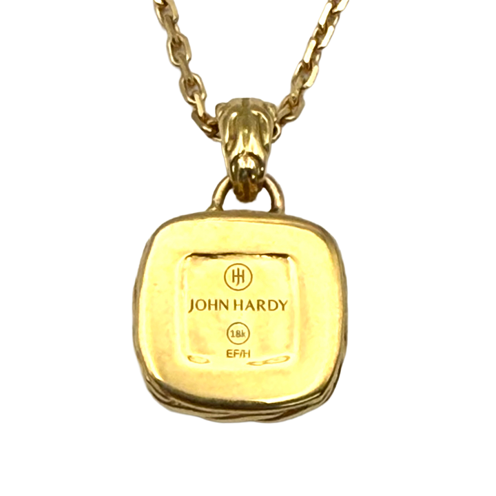 John Hardy Diamond 18K YG Pendant & Chain