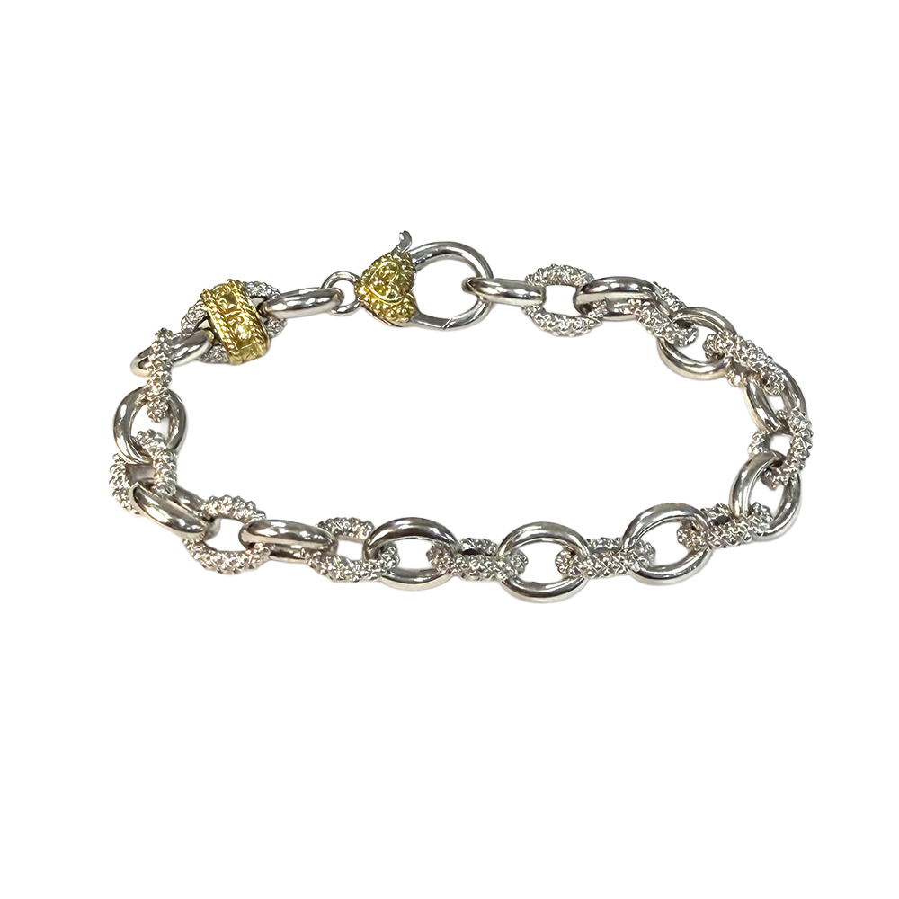 Judith Ripka 18K YG & Sterling Silver Link Bracelet