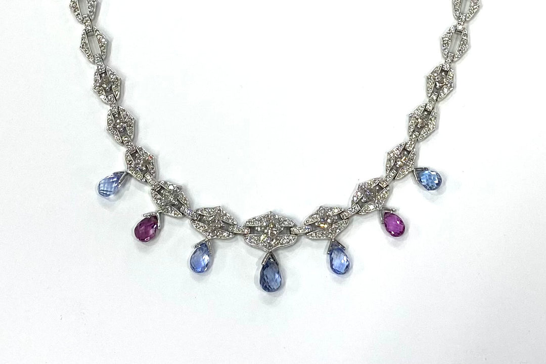 Sapphire Diamond Platinum Jack Kelege Necklace