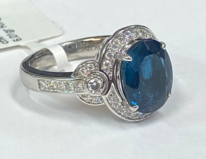 Kyanite Diamond 14K White Gold Ring