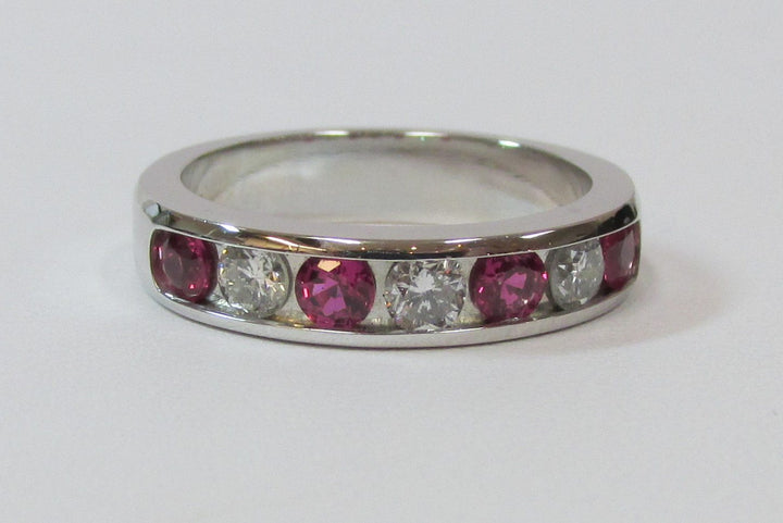 Lady’s Ruby Diamond 14K White Gold Band Ring
