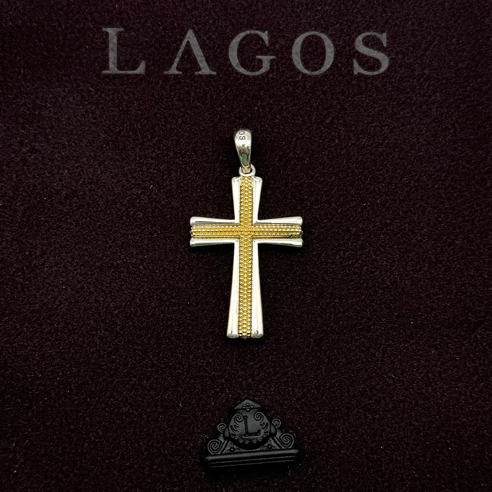 Lagos Amulet Cross 18K YG & Sterling Silver