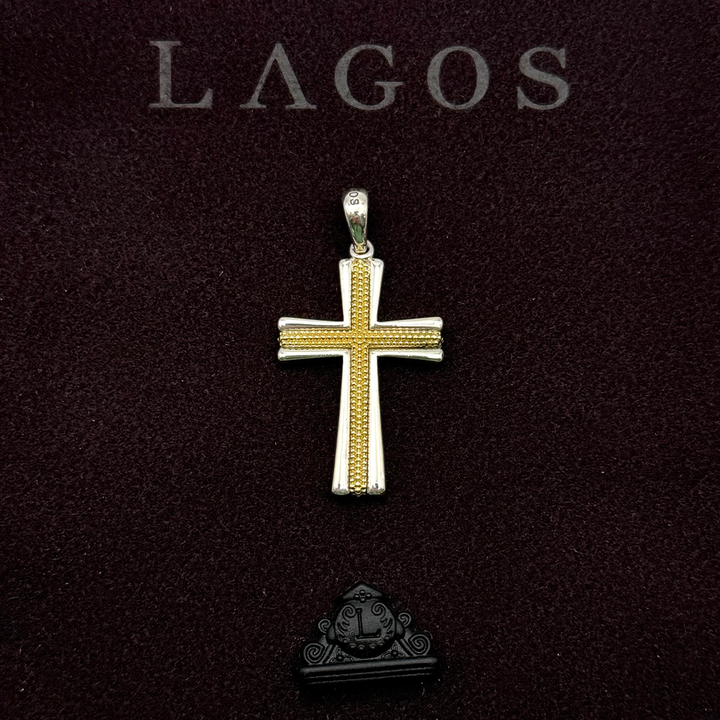Lagos Amulet Cross 18K YG & Sterling Silver