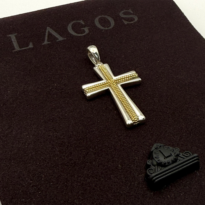Lagos Amulet Cross 18K YG & Sterling Silver